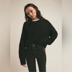 Favorite Daughter The Oversized Cable Sweater in Black M